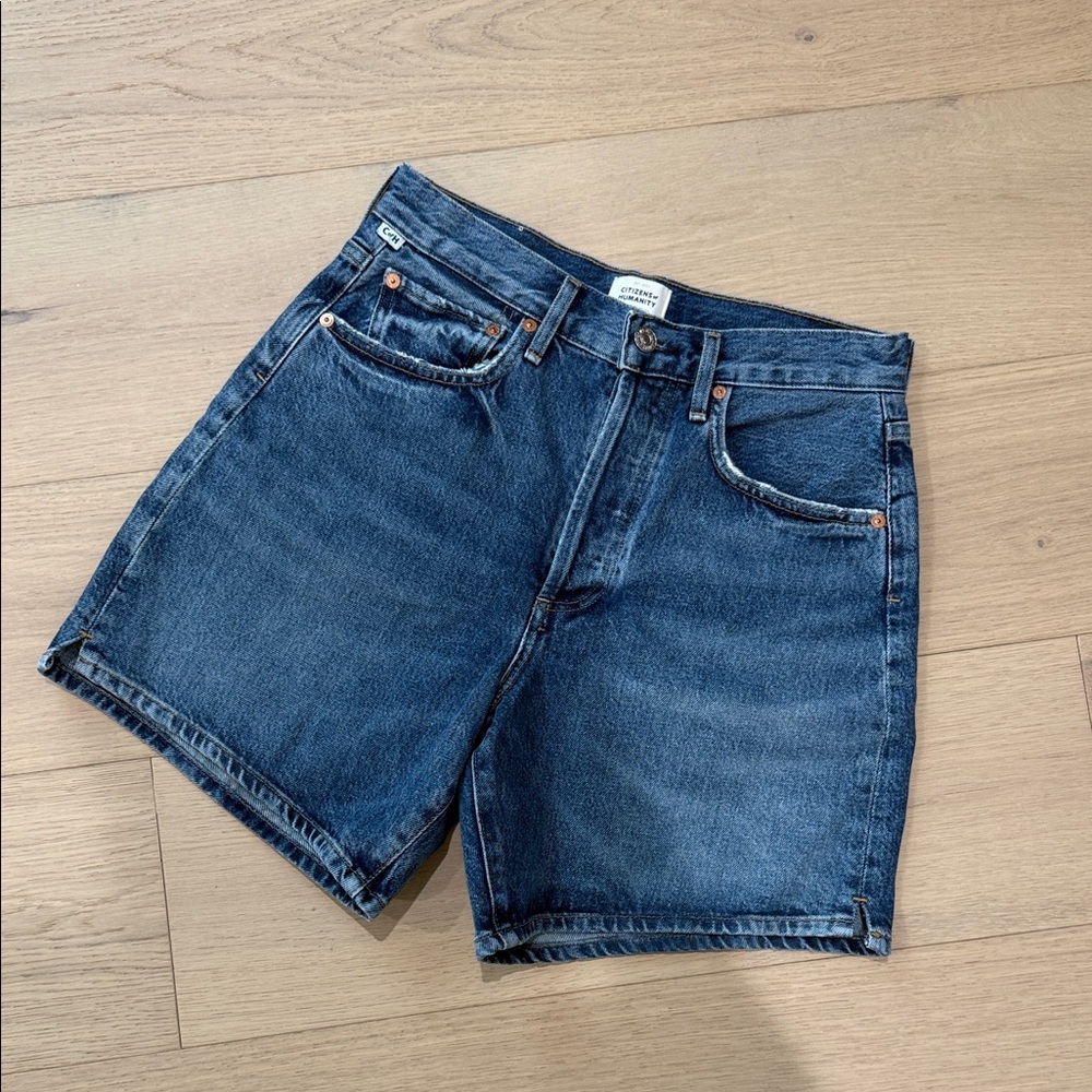 Citizens Of Humanity Marlow High Waist Dark Blue Denim Shorts